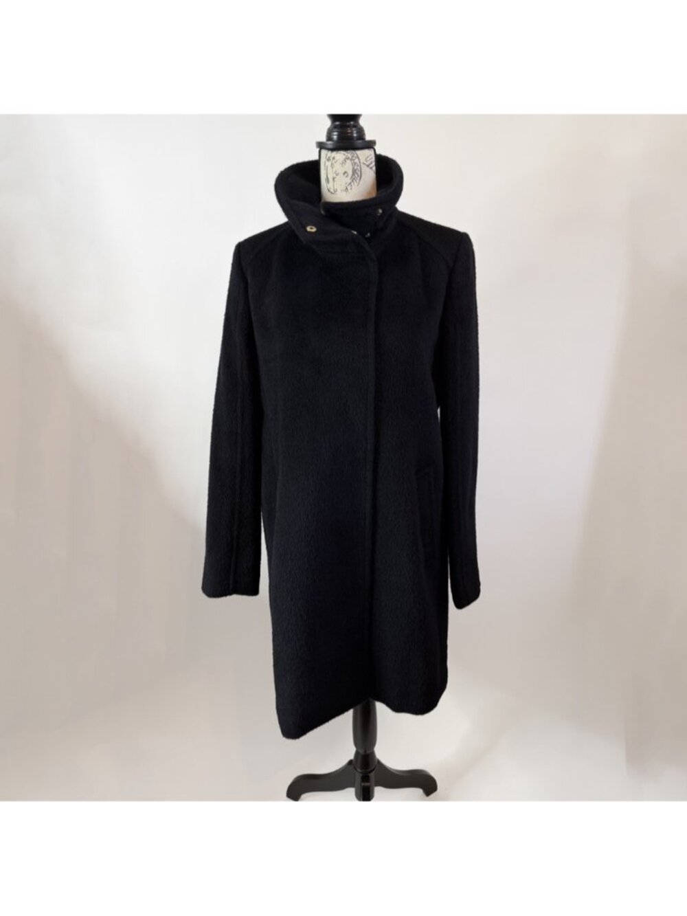 Cole Haan Wool Blend Black Pea Coat